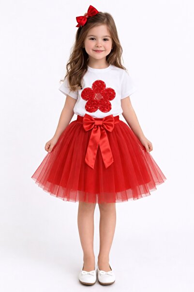 Nacar Kız Çocuk 23 Nisan 29 Ekim Tütü Etek&Modeli T-shirt Alt Üst Takım-Yeni ...