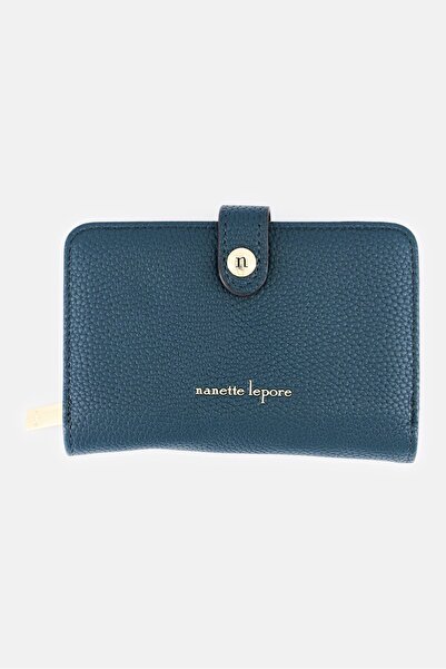 Adrienne Vittadini Women Leather Brand Logo Wallets, Marine Blue