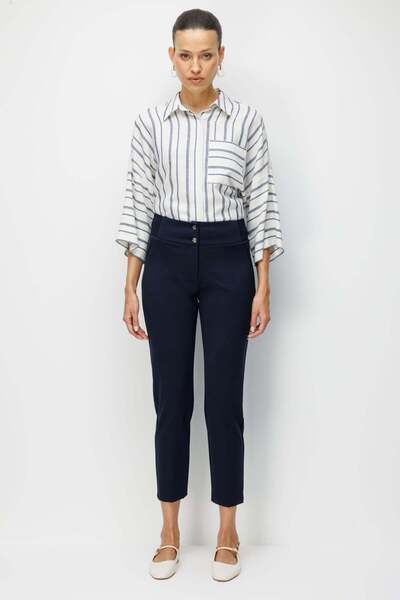 Ekol Double Buttoned Slim Leg Trousers