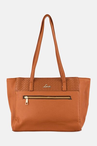 Lavie Women Brand Logo Bot Ziptula Tote Bag, Brown