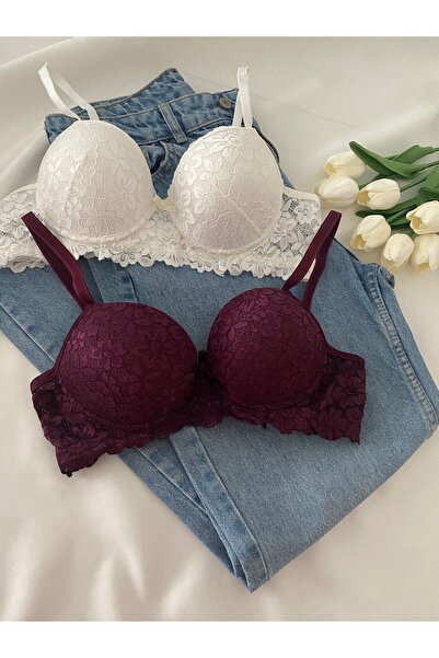 Gold Night Sutien moale căptușit Push Up pentru femei, cu dantelă suporturi ș...