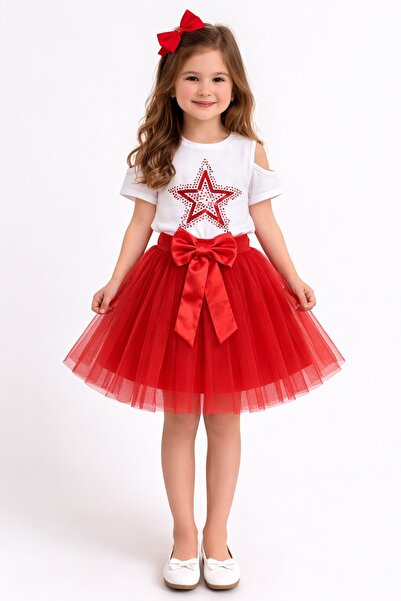 Nacar Kız Çocuk 23 Nisan 29 Ekim Tütü Etek&Modeli T-shirt Alt Üst Takım-Yeni ...