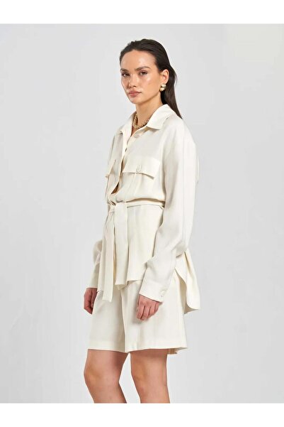 Lefon Women's Pocketed Belted Shirt 080794