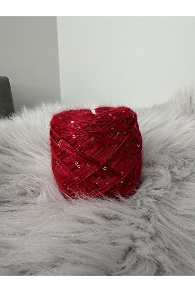 VELİNACOLLECTİON Bordo Pullu Kırmızı Merserize Örgü İpi 100 gr