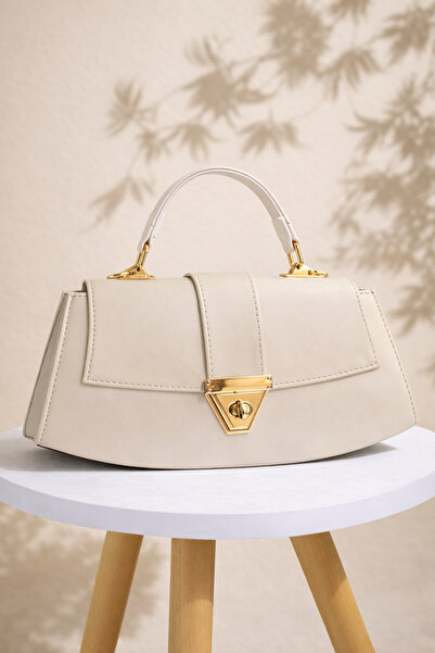 ARLEN STUDIO Luna Krem Gold Detaylı Kadın El & Omuz Çantası