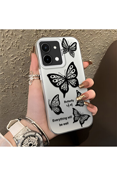 Hontinga حافظة هاتف Vivo Y28 متوافقة مع الحافة السيليكونية الصلبة والمضادة لل...