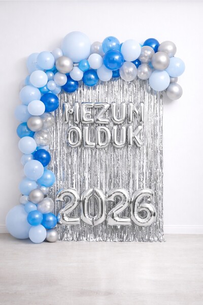 BKMC PARTY Premium Blue Silver Graduation Party Set 2026 We Graduated Backgro...