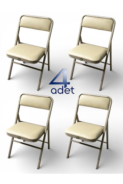 hey Katlanır Kamp Sandalyesi Piknik Sandalyesi Kapiçino Deri 4'lü