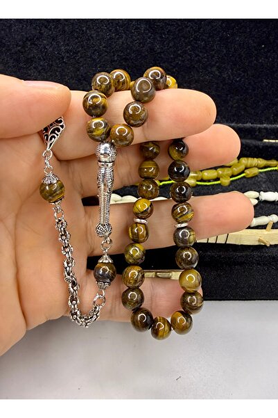 İskenderun Tesbihcilik 8/8 mm Size Original Natural Tiger's Eye Prayer Beads
