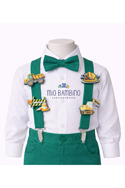 MİO BAMBİNO Construction Machinery Concept Boys' Bow Tie and Suspenders Set –...