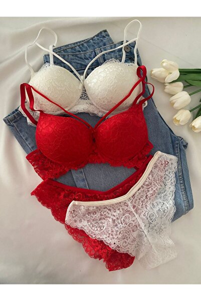 Gold Night Women's Lace piece bra set with rope detail, supportive b Wired pa...