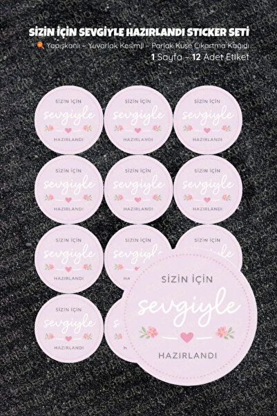Ceres Studio Sizin için sevgiyle hazırlandı Sticker Seti Sİ-4 12 Adet Etiket ...