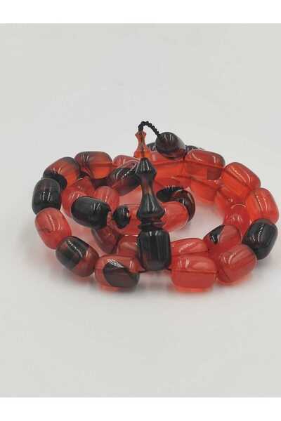 ALTUNTAŞ Master Crafted Red & Black Fire Carnelian Praying Beads 8 * 12 mm Ca...