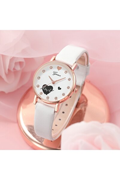 GENERAL Women's watch with a white Leather strap
