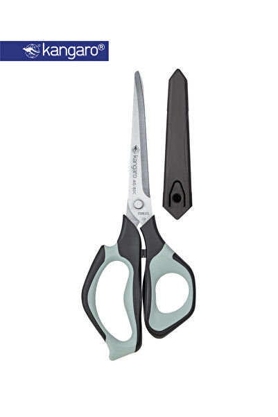 Kangaro Stainless Steel Scissors 8.25 Inch with Safety Cap Soft Grip