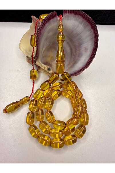 İskenderun Tesbihcilik Erhan Turan Workmanship Gold-Like Fire Amber Prayer Beads
