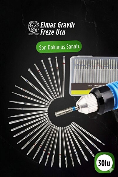Transformacion 30'lu Elmas Gravür Freze Ucu Seti | Dre mel Uyumlu Metal Cam A...