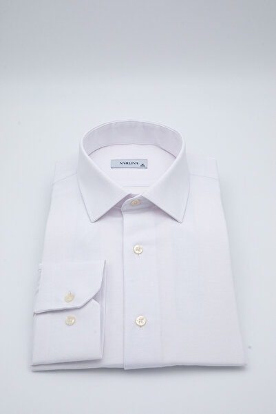 VARLİVA Men's Textured White Shirt Slim Fit Long Sleeve – Modern & Stylish De...