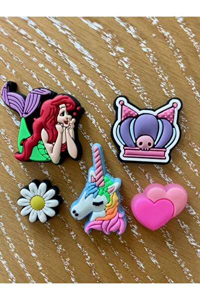atölye karnaval Deniz Kızı Kuromi Tacı Unicorn Papatya Ve Kalp Jibbitz Charm ...