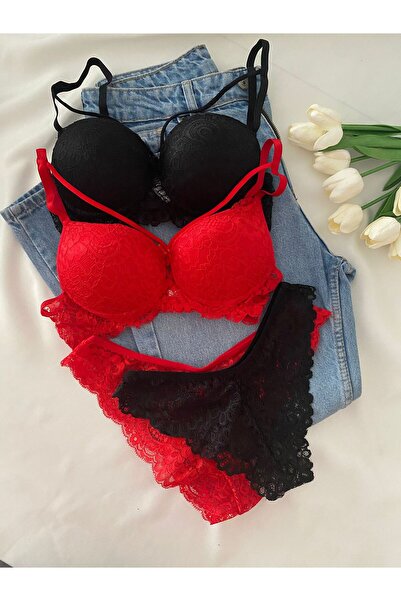 Gold Night Women's Lace piece bra set with rope detail, supportive b Wired pa...