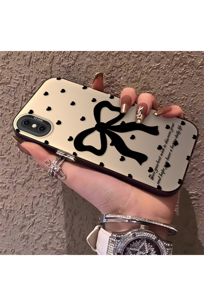 CHICASELUX حافظة هاتف من السيليكون ذات حافة صلبة ومضادة للسقوط متوافقة مع هاتف iPhone XS Max Bowknot منقوش