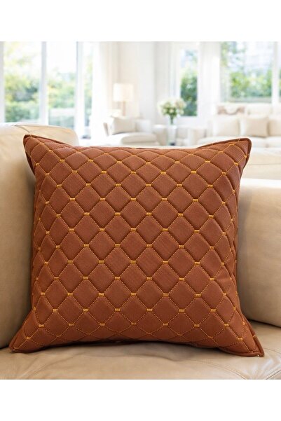 Diva Home جلد قماش كربون مبطّن تطريز غطاء وسادة 45 × 45