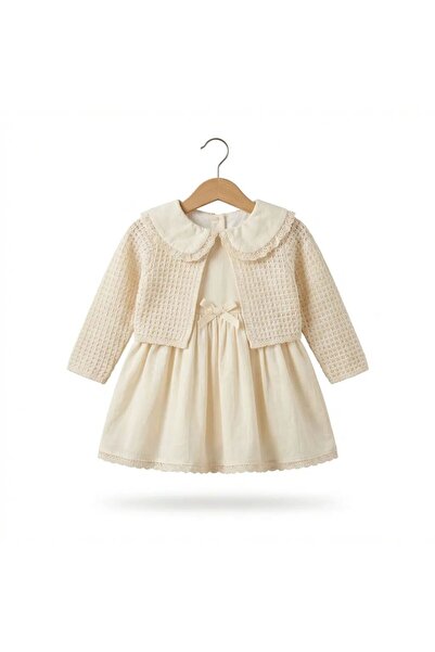 Bebezade Kız Bebek %100 Pamuk Elbise Bolero Takım Şık Dantel Detaylı 6-24 Ay ...