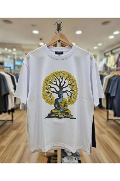 playwear Tricou Jakata Buda Hindu cu imprimeu pe perete, 100% bumbac, croială...