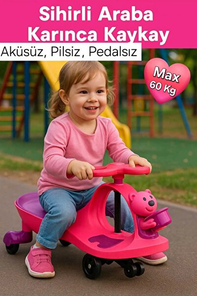 TOHA Karınca Kaykay Sihirli Araba – Swing Car Pedalsız, Aküsüz, Pilsiz 3 Teke...