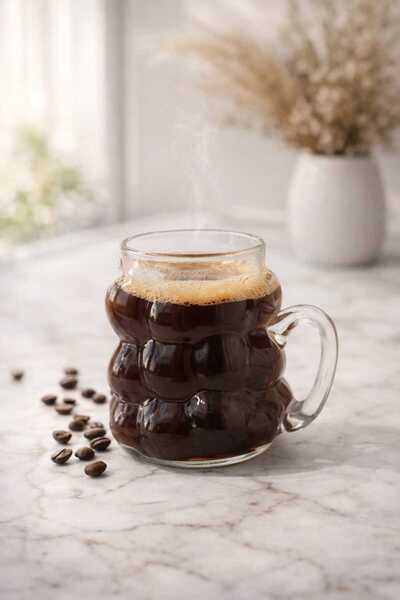 MERİLORAA Kulplu Üzüm Bardak | Boncuk Şekilli Kahve Ve Sunum Bardağı 350 ML /...