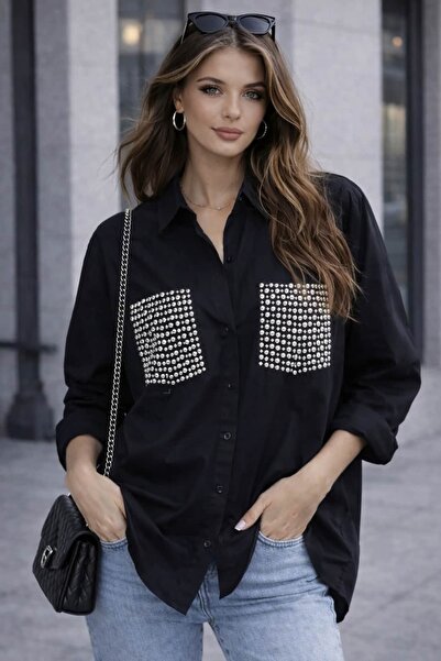 bb butik basic Oversized Studded Shirt Tr0935