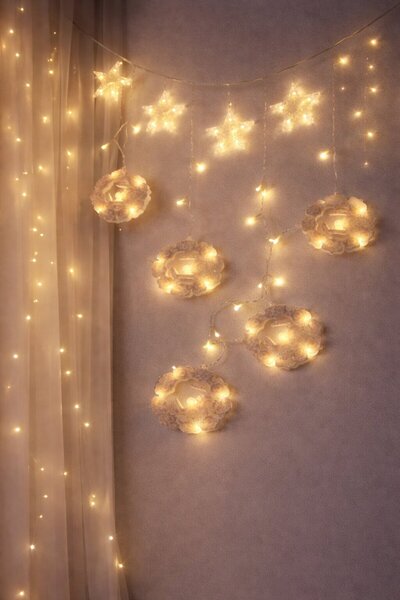EASERA TİCARET 3Mt Plugged-In - Additional Ramadan Decor Lamp - Curtain Led Y...