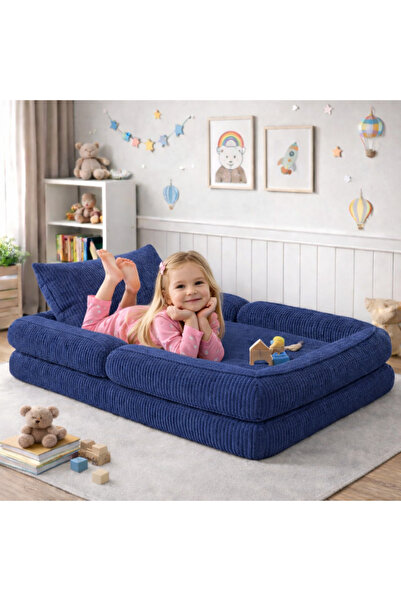 puffiber Kids Katlanabilir Çocuk Oyun Koltuğu–Fitilli Kadife Yumuşak Yer Mind...