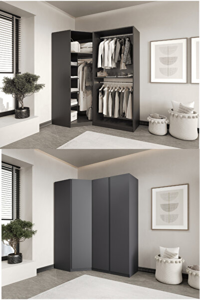 CANBAZ FURNİTURE Mira modüllü köşe 3 MDF KAPAKLI %100 MDF(KURULUM DAHİL)