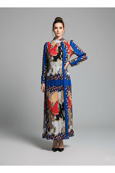 Rabiossa فستان نسائي طويل بتفاصيل مطوية