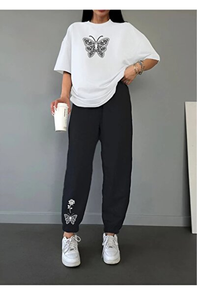 puolikuu Set trening supradimensionat pentru bărbați - Tricou Kelebek cu impr...