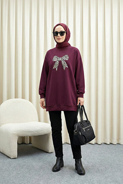 MODAQU Bow Print Tunic - Plum