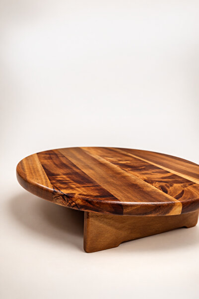 Mirilliahome Acacia Wood Round Presentation Stand with Stand for Cake & Servi...