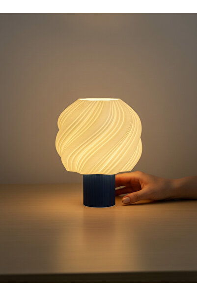 Puzimo Modern Spiral Desenli LED Abajur 15 cm – Pilli Dekoratif Işık, Masa Üs...