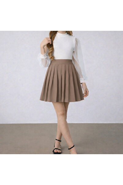 CARABO MODA Girl's High Waist Pleated Skirt