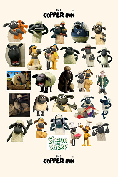 The Copper Inn 27 Adet Shaun The Sheep Koyun Shaun Stıcker Seti Etiket Çıkart...