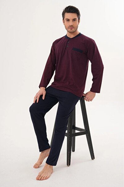 markalinda Μακρυμάνικο Σετ Ανδρικών Πιτζάμες Βαμβάκι τεμαχίων σε Μεγάλο Μέγεθος