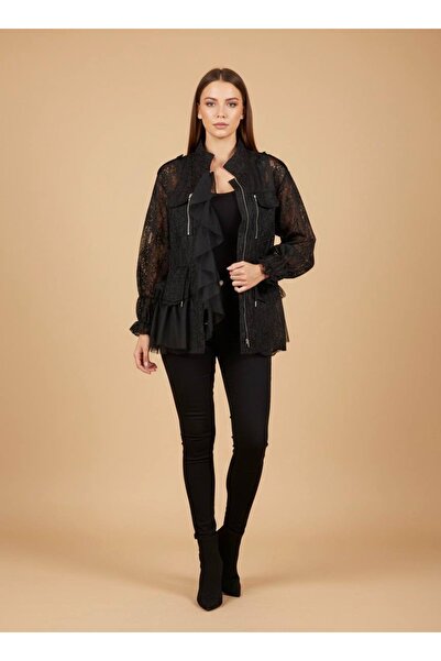 Rabiossa جاكيت نسائي مزين بالكشكشة دانتيل