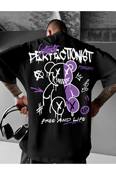 gencerco Graffiti Bear cu imprimeu Premium supradimensionat tricou