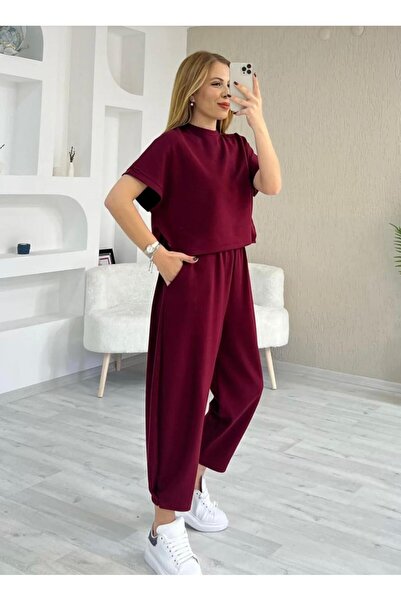 Trendingsize modal dokulu kısa kol şalvar takım