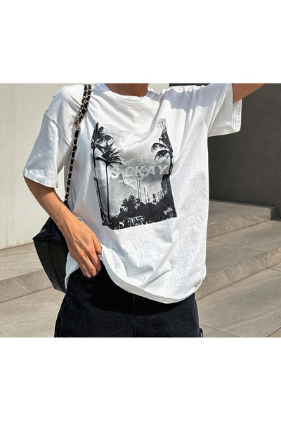 Marco Fresco Unisex Casual κοντομάνικο μπλουζάκι με σχέδιο Φιγούρα με τύπωμα ...