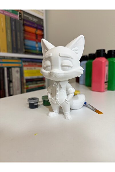 3D Baskı Nick Wild figürü boyama seti 12cm-anahtarlık hediyeli