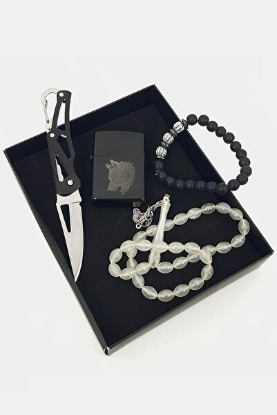 SürLaz 4 Parça Süper Hediyelik Katlanabilir Çakı Benzinli Çakmak Kedi Gözü Te...