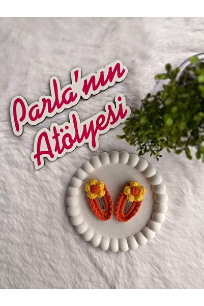 SOFT 2-комплект ручної роботи в'язана застібка-кнопка жовта квітка