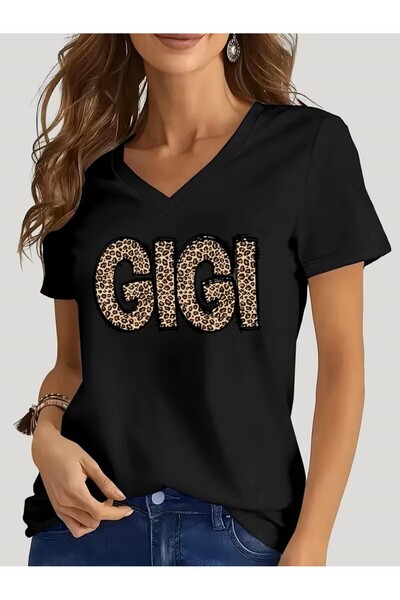 yombaa Printed T-Shirt. Short Sleeve V-Neck Summer & Spring Casual Top, Women...